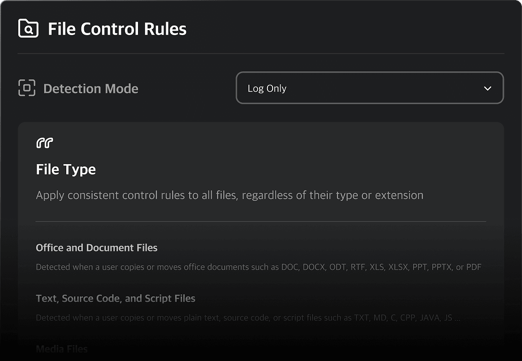 File control settings UI