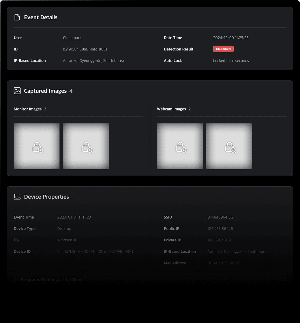 Suspicious activity details UI
